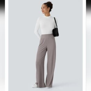 Halara Flex High Waisted Tummy Control Pockets Wide Leg Micro Waffle Work Pants